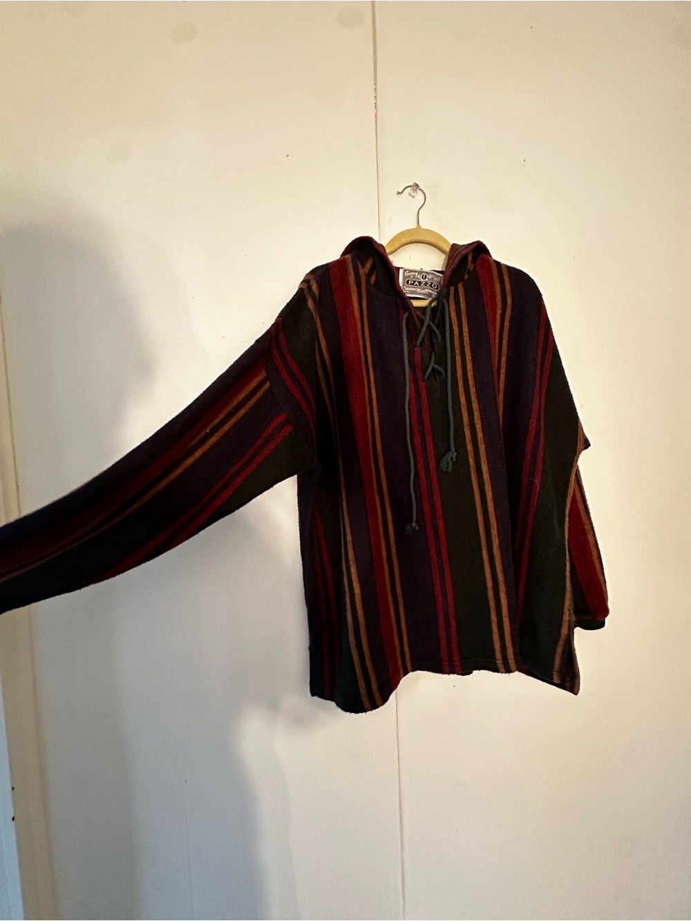 Vintage 90’s PAZZO Striped Hooded Baja Sweater - Multi Colored - Picture 2 of 4